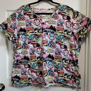 Marvel women's scrubs top size 2xl